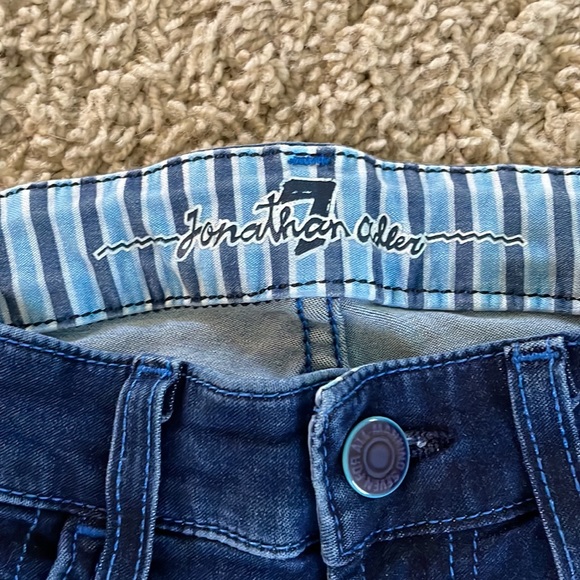 Rare 7 for all Mankind Jonathan Adler skinny jeans Size 24 Turquoise stitching - Picture 4 of 9
